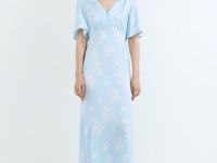 Платье миди с принтом, Голубой
