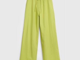 Широкие брюки со льном, Зеленый