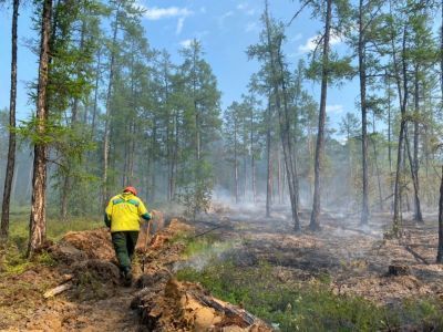 Дым идет от лесных пожаров со стороны Олекминского района
