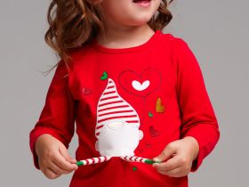 Фуфайка детская трикотажная для девочек (футболка с длинными рукавами)