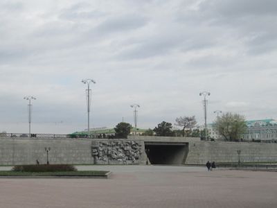 Остатки древней плотины Исетского пруда с фрагментами в местах нахождения водосбросов