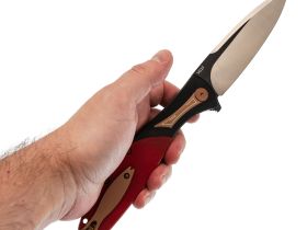 Складной нож Reptilian Корюшка-02, сталь VG-10, рукоять черный G10/красная микарта