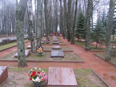 Воинское кладбище. Могила Героя Советского Союза Ю.С. Белоногова и 7800 воинов Советской Армии, погибших в 1941-1945 гг. в боях с немецко-фашистскими захватчиками (надгробные плиты)