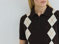 Джемпер поло с ромбами, Коричневый