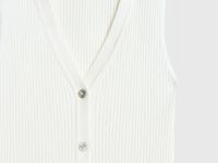 Трикотажный жилет в рубчик с воротником, Белый