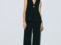 Топ из вискозы с застёжкой, Черный