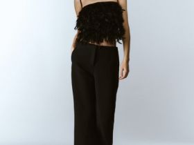 Топ с натуральными перьями, Черный