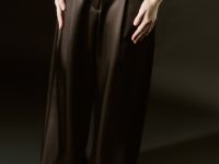 Атласные прямые брюки, Коричневый