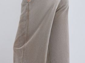 Базовые широкие брюки с эффектом стирки, Бежевый