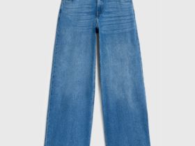Широкие джинсы с высокой посадкой, Голубой