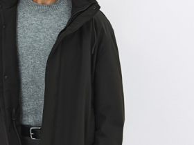 Удлинённая куртка с капюшоном, Черный