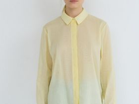 Полупрозрачная рубашка из хлопка и рами, Желтый