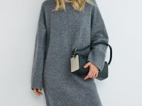 Платье-свитер с содержанием шерсти, Серый