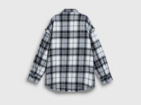 Рубашка в клетку из фланели для девочек, Серый