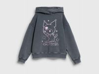 Худи с принтом для девочек, Серый