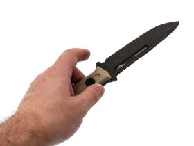 Тактический нож N.C.Custom Parachuter сталь AUS-10, покрытие Black Stonewash, рукоять Tan G10