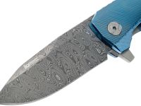 Нож складной LionSteel ROK DD BL, дамасская сталь, рукоять титан, синий