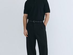 Поло с воротником-стойкой, Черный