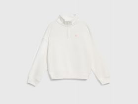 Свитшот с воротником-стойкой на молнии для девочек, Белый