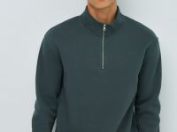 Толстовка с воротником-стойкой на молнии, Зеленый