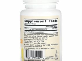 Jarrow Formulas, MK-7, самая активная форма витамина K2, 180 мкг, 30 мягких таблеток