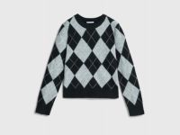Джемпер с ромбами из пряжи с шерстью, Черный