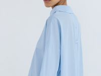 Рубашка в полоску с рукавом 3/4, Голубой