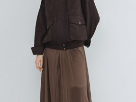 Юбка из ткани с жатым эффектом, Коричневый