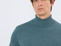 Базовый джемпер с высоким воротником, Голубой