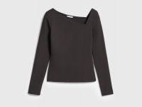 Лонгслив с асимметричным вырезом, Коричневый