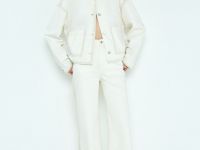 Широкие джинсы с вышивкой, Бежевый