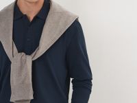 Поло с длинным рукавом, Синий