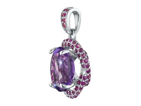 Подвеска из серебра с аметистом и фианитами э0607пд01260367
