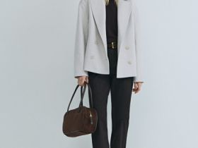 Короткое двубортное пальто, Бежевый