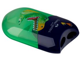 Точилка пластиковая Faber-Castell "Dinosaur" 2 отверстия, контейнер