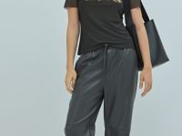 Брюки из искусственной кожи, Серый