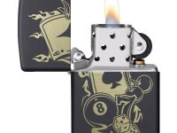 Зажигалка ZIPPO Gambling Design с покрытием Black Matte, латунь/сталь, чёрная, матовая, 36x12x56 мм