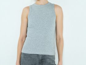 Базовая майка в рубчик, Серый