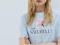 Футболка с цветочным принтом, Голубой