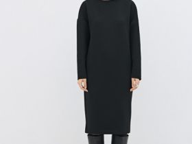 Платье с вырезом лодочка, Черный