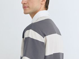 Поло в полоску из хлопка, Голубой