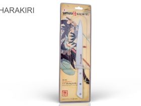 Нож кухонный для тонкой нарезки Samura "Harakiri" (SHR-0045W) 196 мм, сталь AUS-8, рукоять ABS пластик, белый