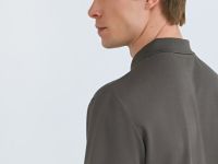 Поло из техноткани с воротником на молнии, Коричневый