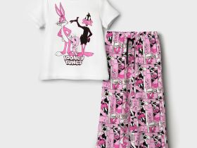 Комплект трикотажный для девочек: фуфайка (футболка), брюки