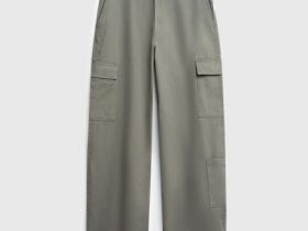 Хлопковые брюки карго с накладными карманами, Зеленый