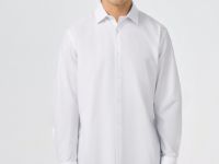 Рубашка из структурной ткани, Белый