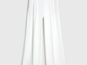 Прямые брюки со складками, Белый
