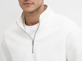 Толстовка с воротником-стойкой на молнии, Белый