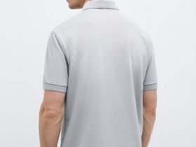 Поло из ткани пике, Серый