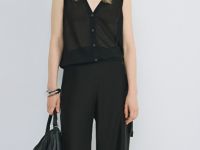 Прозрачный вязаный жилет, Черный